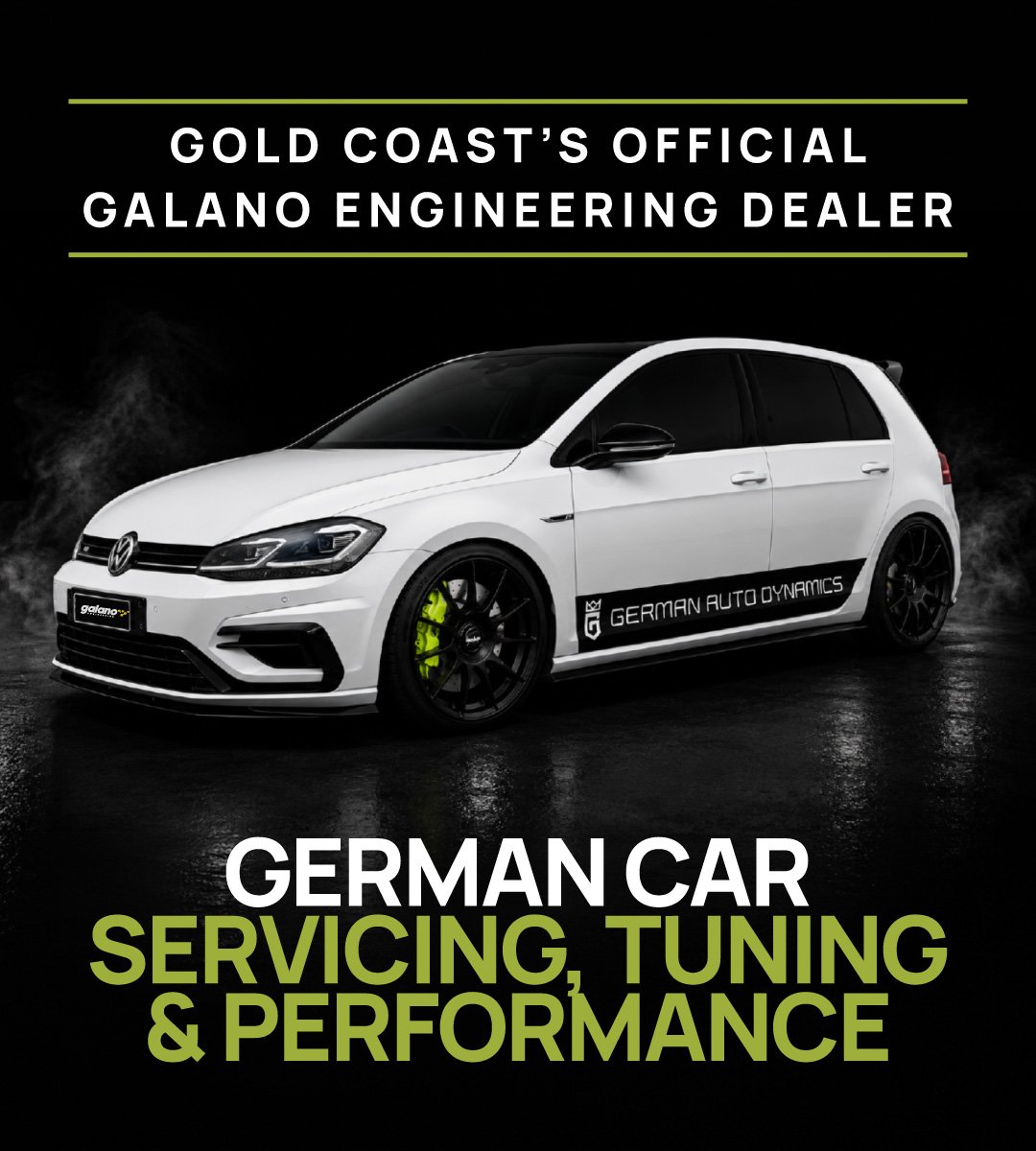 White Volkswagen Golf R at German Auto Dynamics, a Gold Coast Euro car mechanic specialising in German car servicing, tuning and performance.
